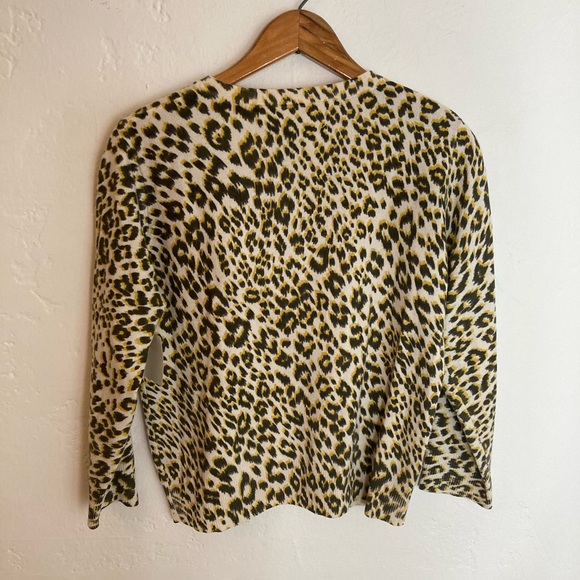 Le Superbe 100% cashmere animal print cardigan sweater size M - Picture 5 of 6